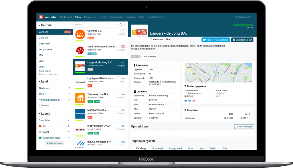 Leadinfo integratie Act! CRM